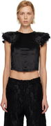 Ava Cropped Bustier Top with Ruffled Cap Sleeves