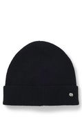 Cashmere beanie hat with logo trim