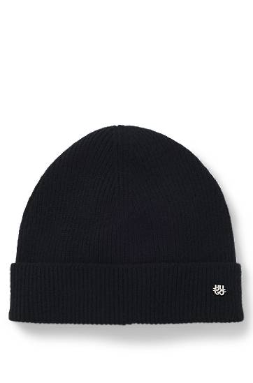 Kulicha BOSS Cashmere beanie hat with logo trim Čierna | 50551731
