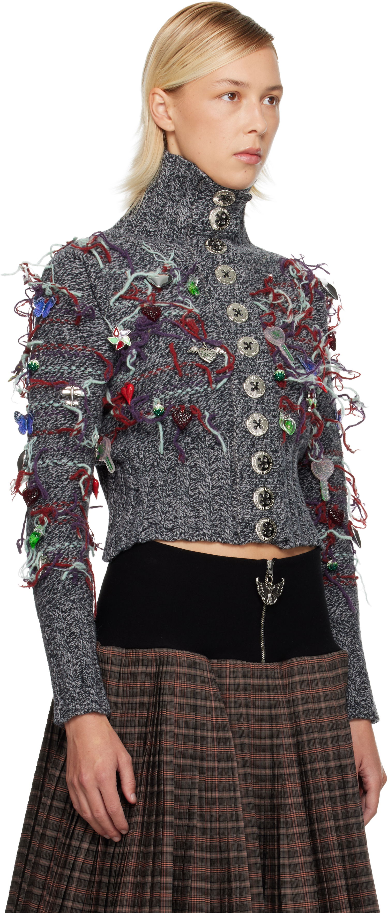 Sveter Chopova Lowena Chopova Lowena Washed Up Embellished High-Neck Cardigan Rôznofarebný | 5252, 1