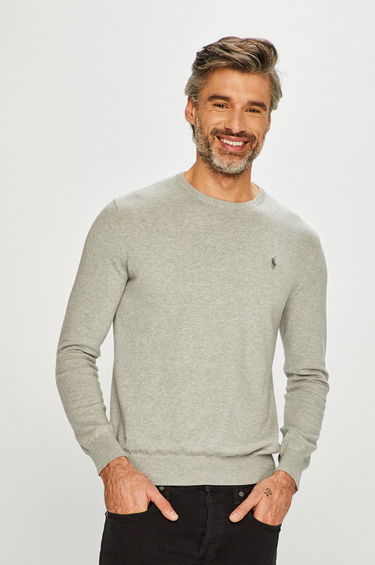 Sveter Polo by Ralph Lauren Slim Fit Cotton Sweater Šedá | 710684957003, 0