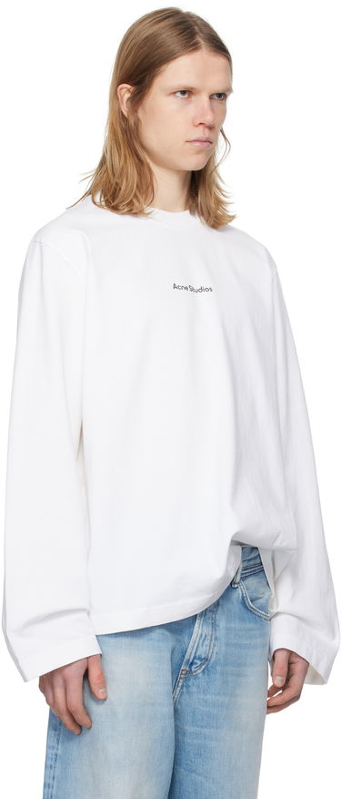 Tričko Acne Studios White Printed Logo Long Sleeve T-Shirt Biela | CL0270-, 1