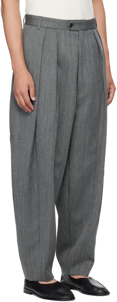 Nohavice HED MAYNER Hed Mayner Pleated Wide-Leg Wool Trousers Šedá | HMMB30042A-HB103, 1