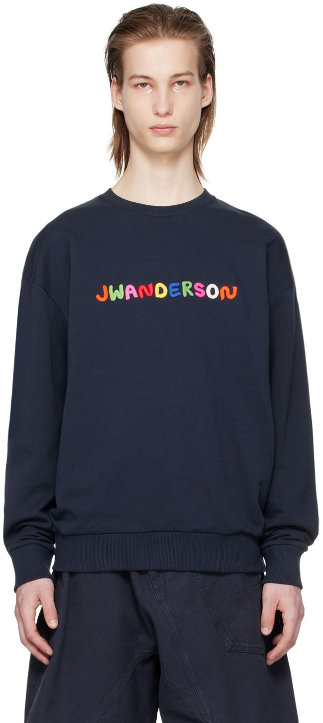 Mikina JW Anderson Embroidered Sweatshirt Navy | JW0176-PG0717, 0