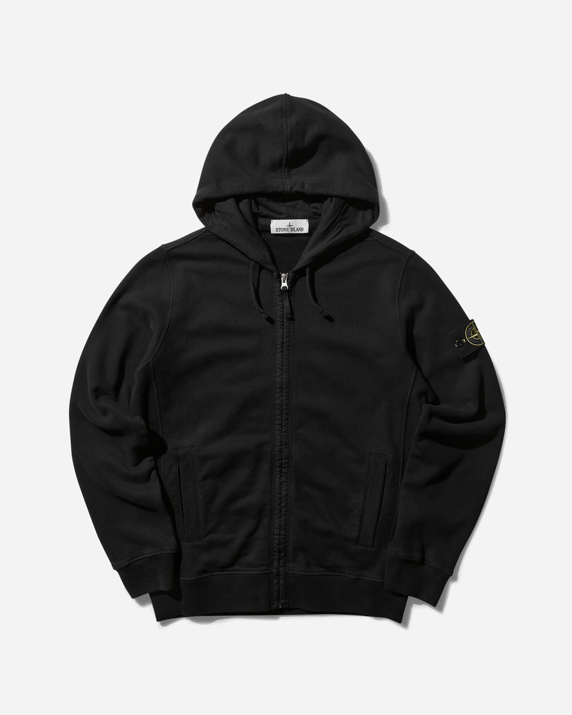 Mikina Stone Island Brushed Cotton Fleece Zip Hoodie Čierna | 811563520 V0029