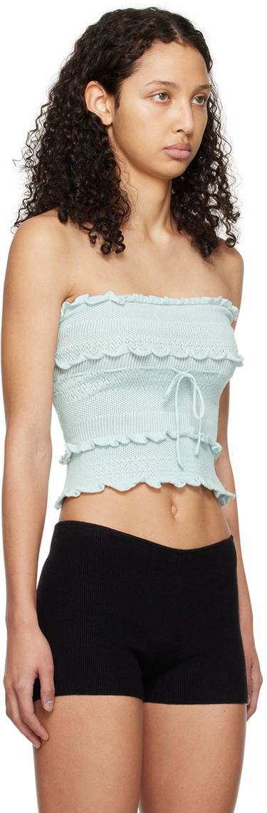 Tielko GUIZIO Guizio Balena Smocked Tube Top Tyrkysová | R24608S035, 1