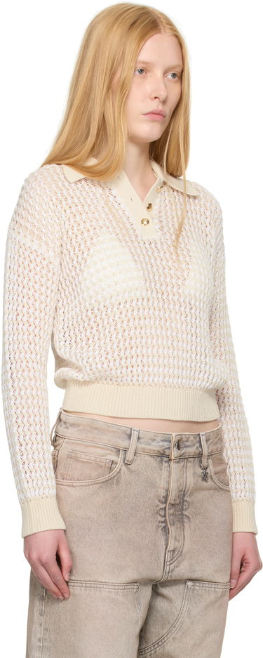 Polo tričko AMIRI AMIRI Open Back Crochet Polo Béžová | AWKNPO1026, 1