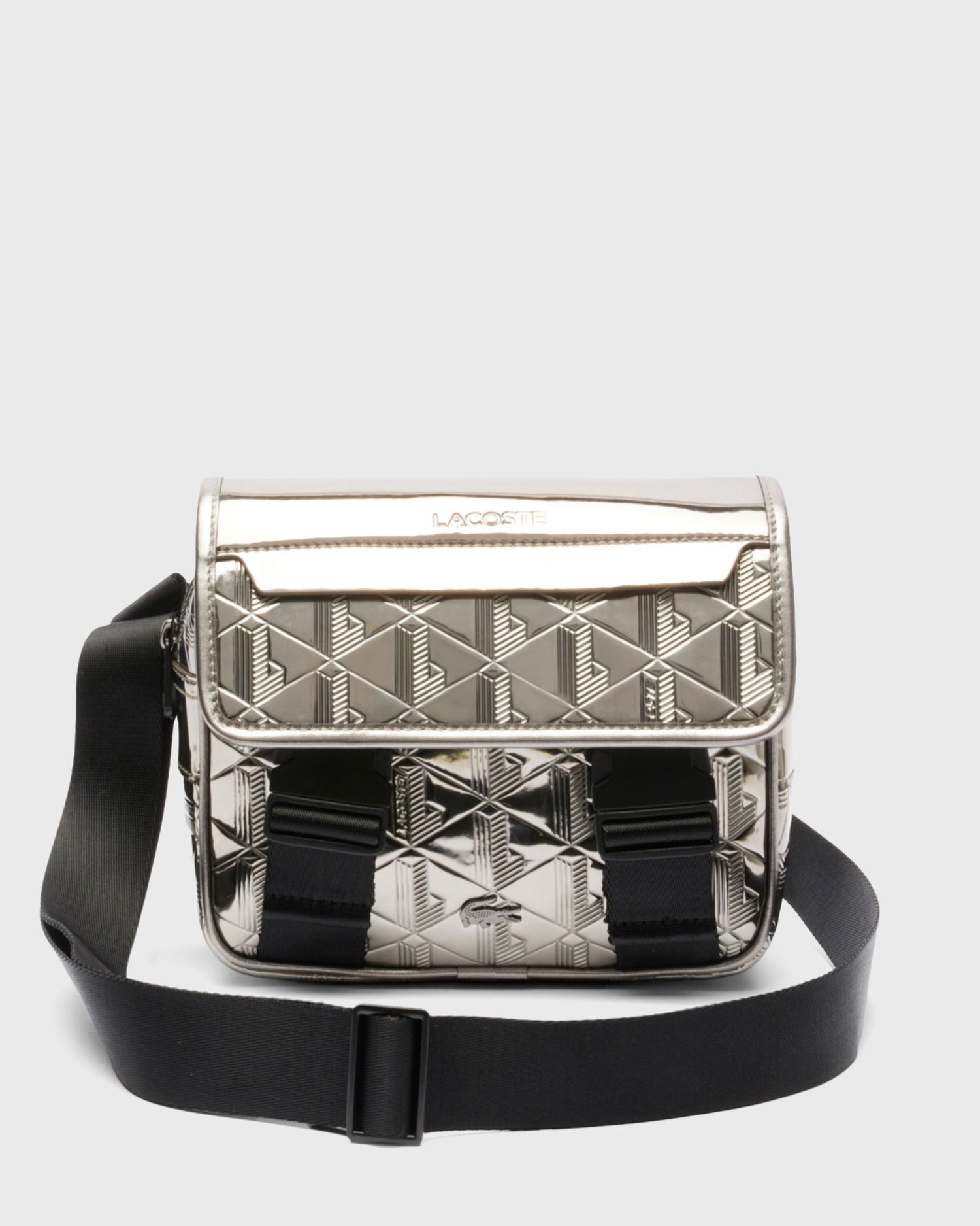 Taška cez rameno Lacoste Metallic Embossed Geometric Messenger Bag Metalická | NU4962BG-Q83, 0