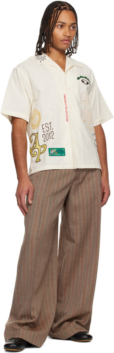 Košeľa AAPE by A Bathing Ape AAPE by A Bathing Ape Multi-Logo Est. 2012 Short-Sleeve Camp Collar Shirt Biela | AAPSRM8525XXNIVN, 3