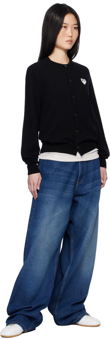 Sveter Comme des Garçons Black Cardigan With White Heart Čierna | AX-N061-051, 3