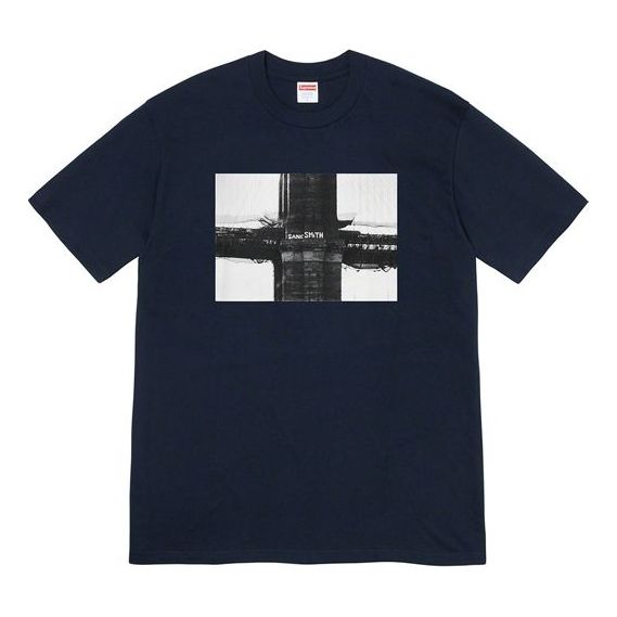 Tričko Supreme Bridge Graffiti Print Short Sleeve T-Shirt Navy | SUP-FW19-10921, 0