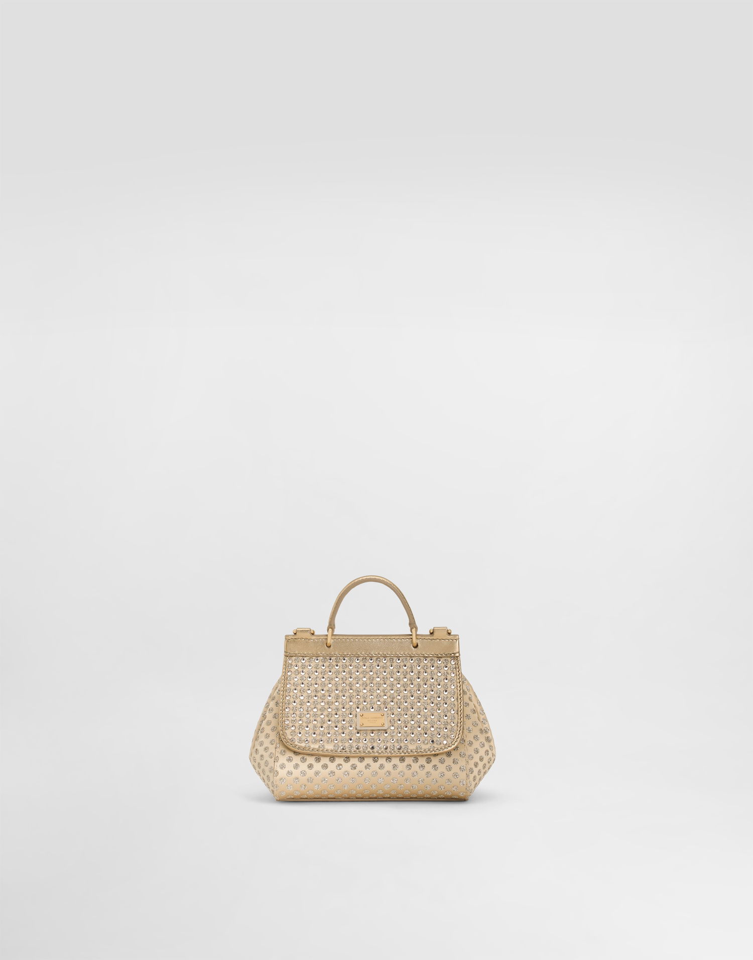 Kabelka Dolce & Gabbana Dolce & Gabbana Sicily Satin Crossbody Bag with Rhinestones and Glittery Polka Dots Metalická | EB0003AU18487610, 0