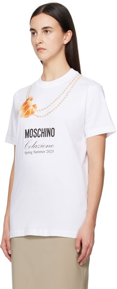 Tričko Moschino Moschino Breakfast Graphic T-Shirt Biela | A070305411001, 3