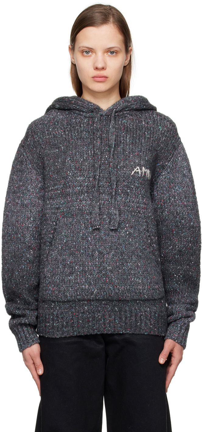Mikina AMIRI Space Dye Knit Hoodie Šedá | PS23MKH001-001, 0