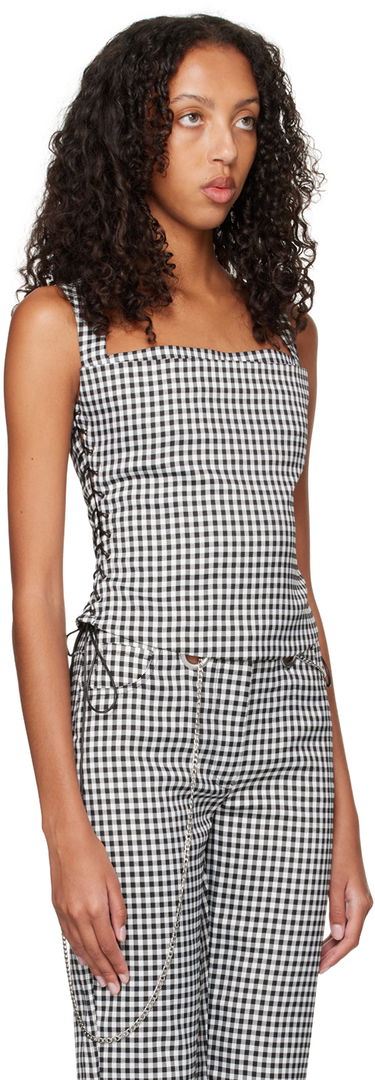 Tielko Miaou Miaou Vallois Gingham Corset Top Čierna | 7061GINOND, 1
