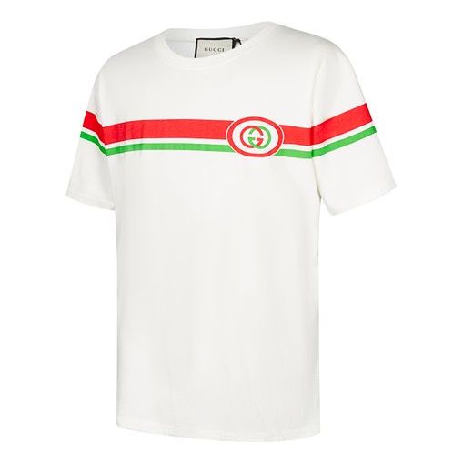 Tričko Gucci Stripe Print T-Shirt Biela | 565806-XJBAR-9037