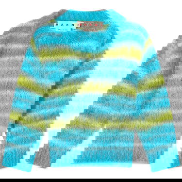 Sveter Marni 3/4 Sleeve Brushed Multicolor Stripes Cropped Sweater "Cobalt" Tyrkysová | GCMD0503Q0-RGB44, 0