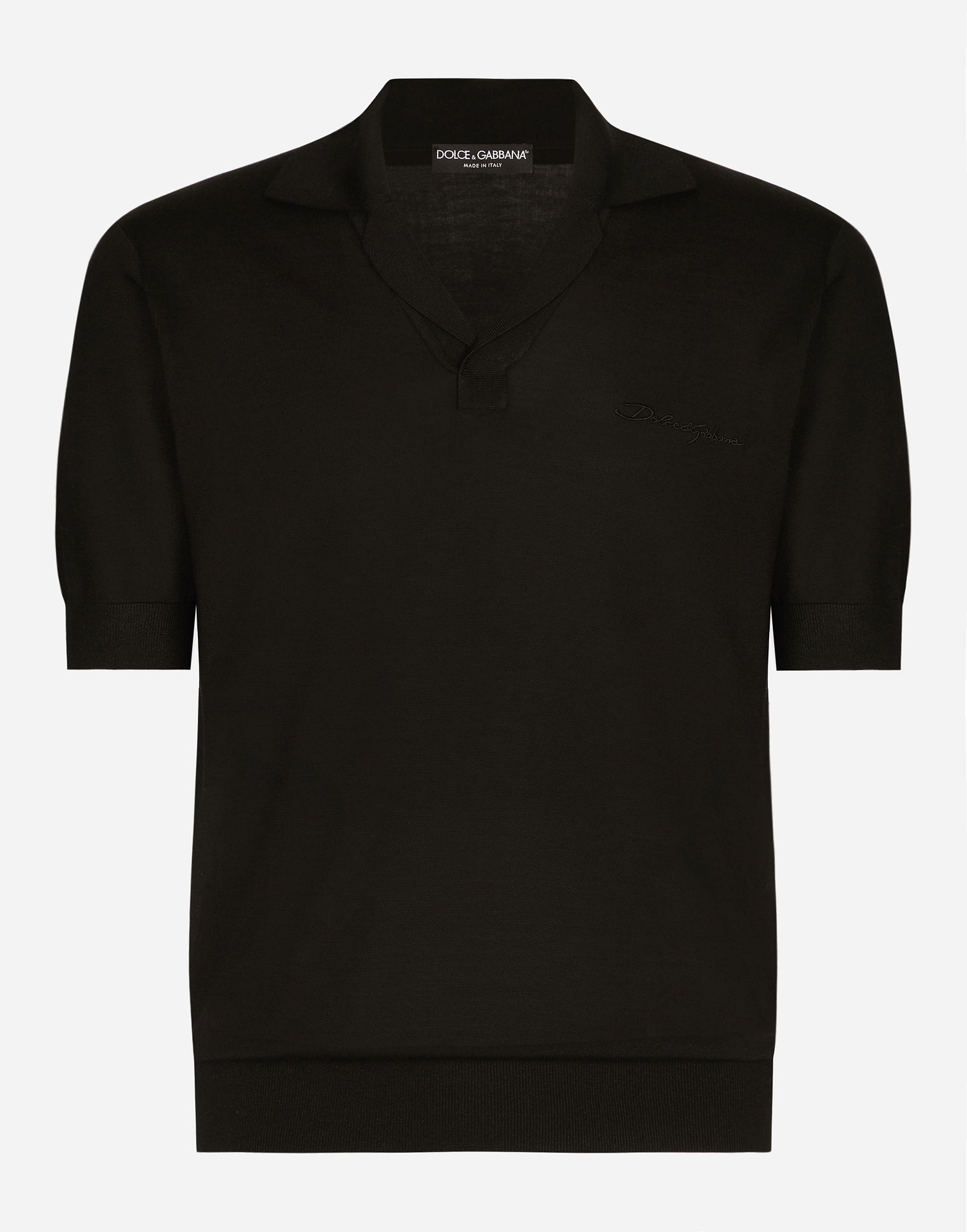 Polo tričko Dolce & Gabbana Silk Polo Shirt With Embroidery Čierna | GXZ09ZJBSJSN0000, 0