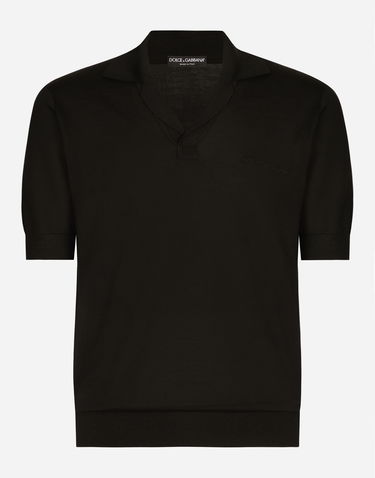 Polo tričko Dolce & Gabbana Silk Polo Shirt With Embroidery Čierna | GXZ09ZJBSJSN0000, 0