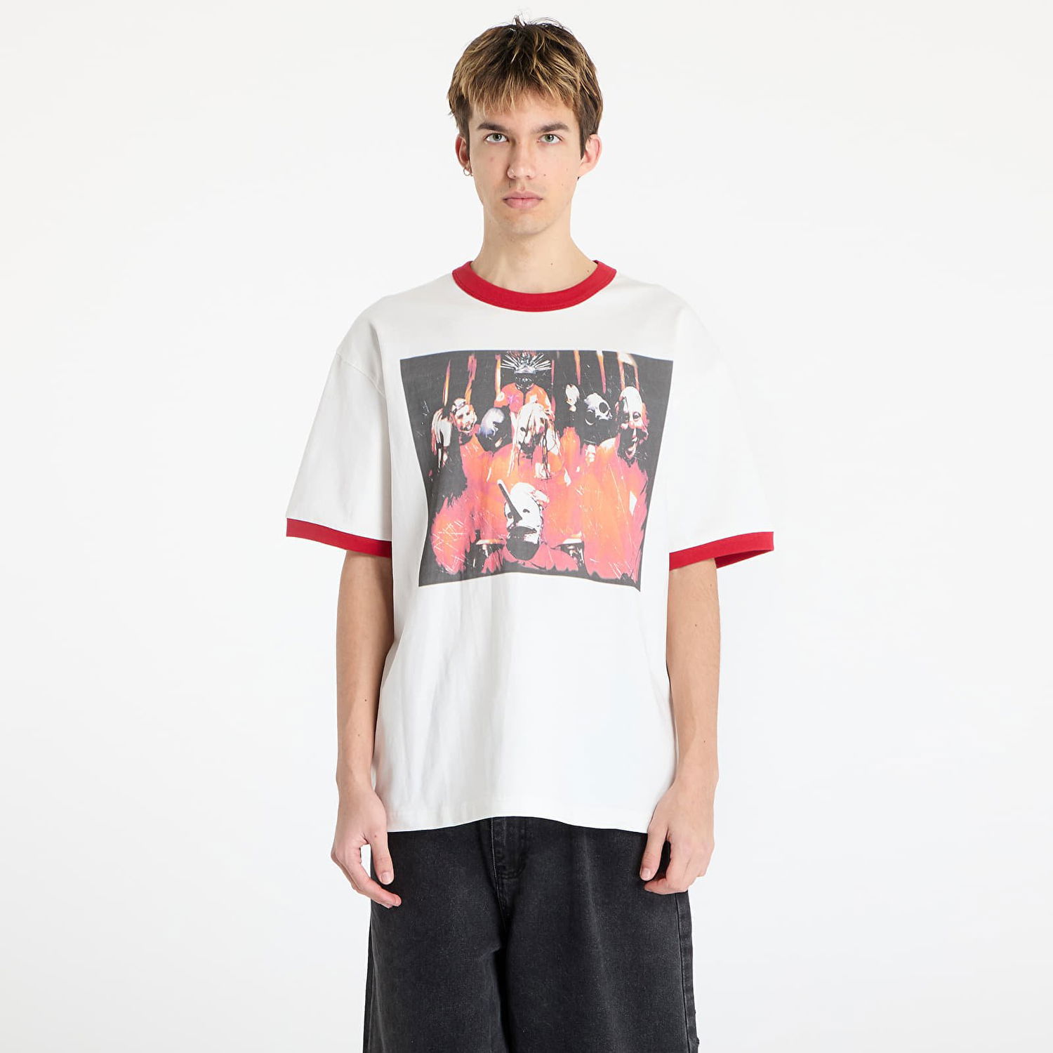 Tričko Pleasures PLEASURES x Slipknot Self Titled Ringer T-Shirt Biela | P25SK007 WHITE, 0
