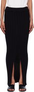 Baserange Macau Midi Ribbed Knit Skirt with Slits