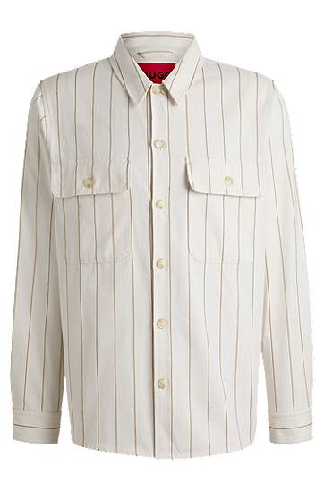 Košeľa BOSS Overshirt in Striped Oxford Cotton Béžová | 50539270