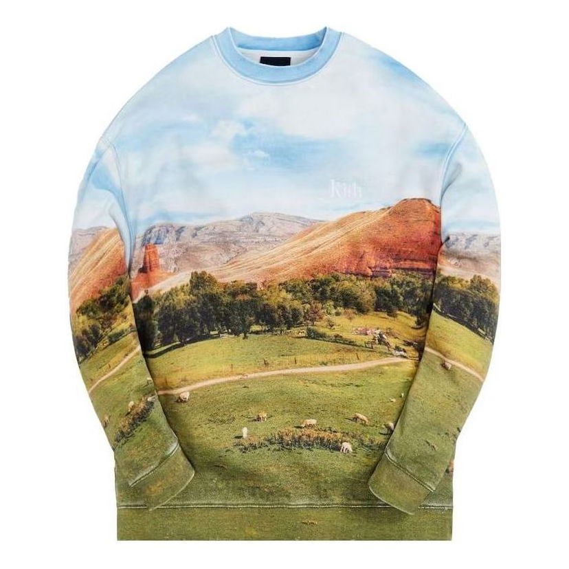 Mikina KITH KITH Valley Graphic Print Crewneck Sweatshirt Modrá | KHM030343-101