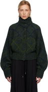 Dries Van Noten Plaid Dolman Sleeves Turtleneck Cardigan