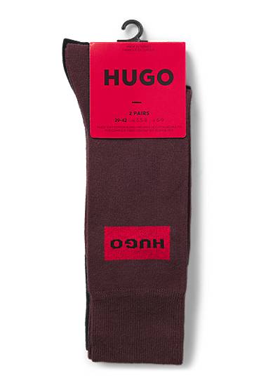Ponožky BOSS Two-pack of regular-length socks with logo labels Vínová | 50543167, 1