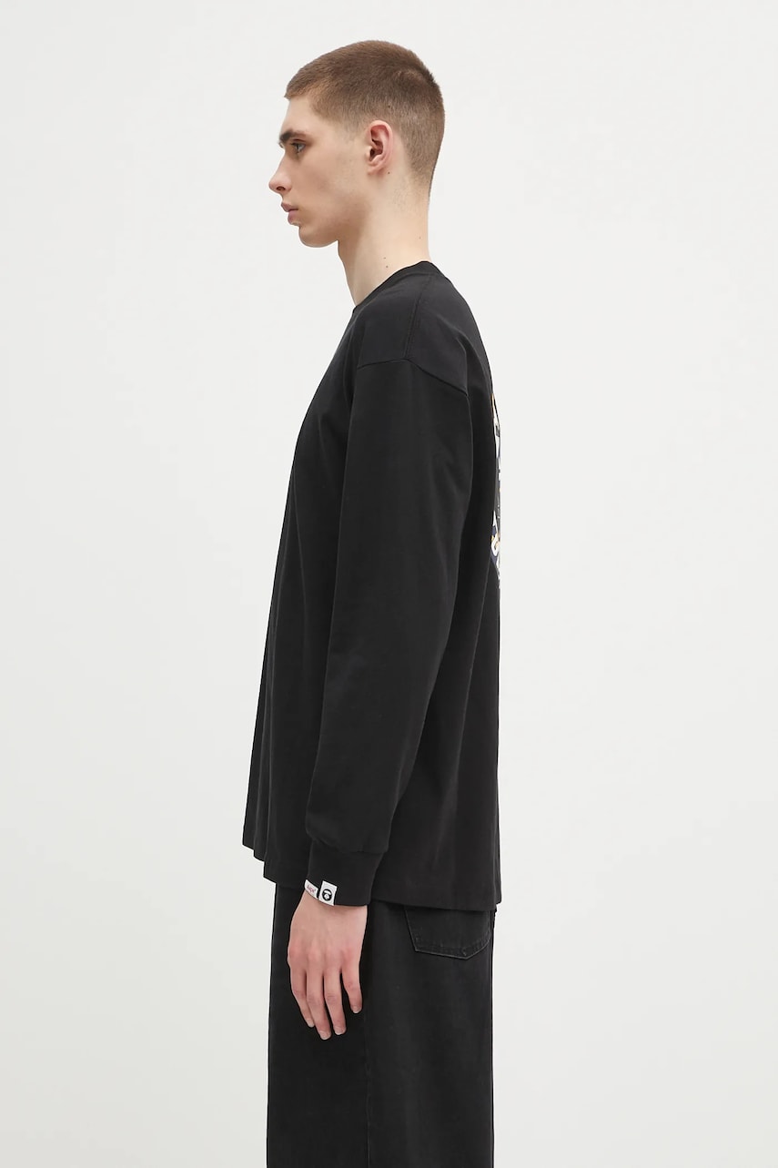 Tričko AAPE by A Bathing Ape AAPE Main Long Sleeve T-Shirt Čierna | AAPLTM1544XXN, 1