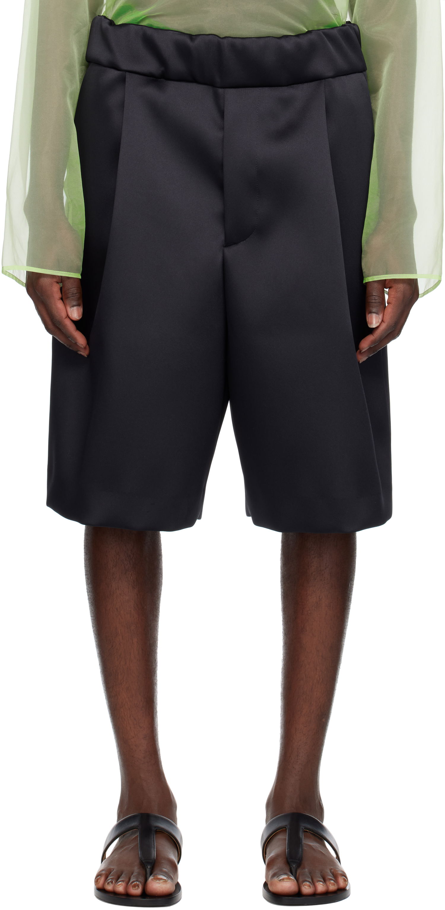 Šortky Dries Van Noten Dries Van Noten Pleated Satin Shorts Čierna | 251-020953-1061, 0