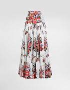 Dolce & Gabbana Flower Bouquet-print Poplin Long Skirt
