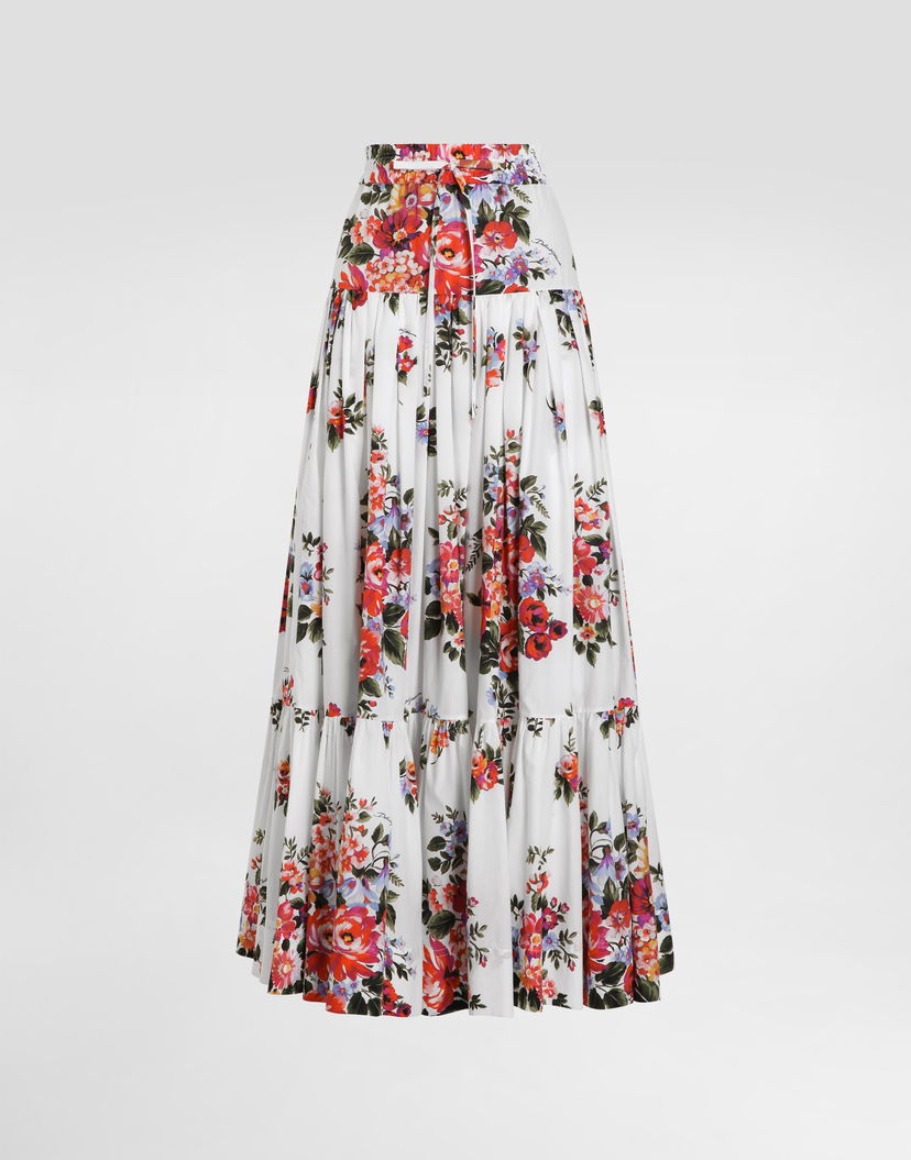 Sukňa Dolce & Gabbana Dolce & Gabbana Flower Bouquet-print Poplin Long Skirt Rôznofarebný | F4DC6THS5UUHA5ZO
