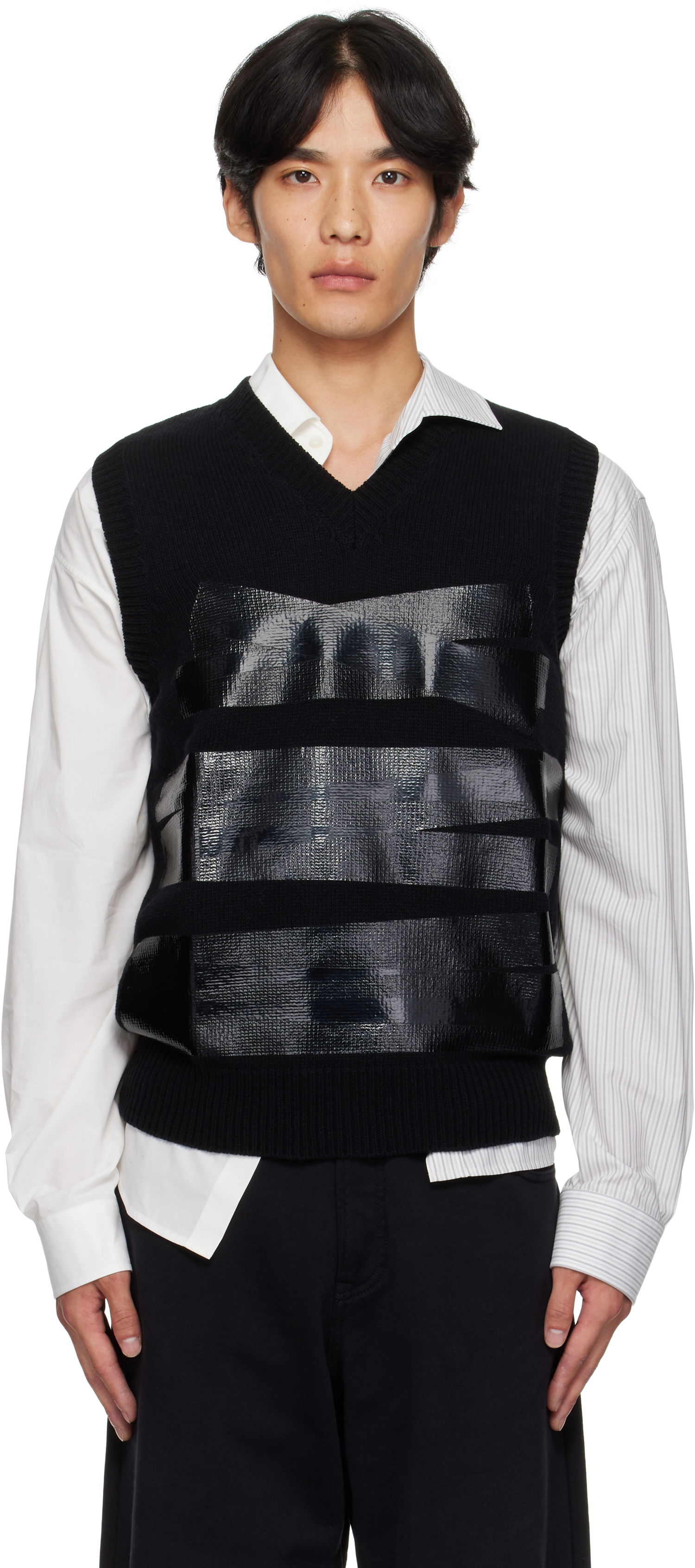 Vesta Maison Margiela MM6 Maison Margiela Taped Knit Vest Čierna | SH2FB0022 M13167, 0