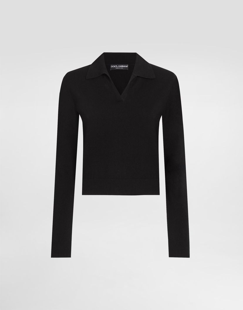Sveter Dolce & Gabbana Dolce & Gabbana Cashmere Polo Pullover Čierna | FXZ33ZJDVC2N0000