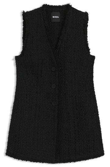Vesta BOSS Sleeveless Regular-Fit Velvet Tweed Blazer Čierna | 50549128