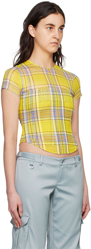 Crop Top Miaou Miaou Peri Plaid Corset T-Shirt Žltá | 7018PM1DNP, 1