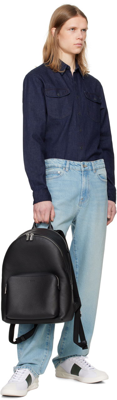 Batoh BOSS BOSS Smart Sleeve Grained Leather Backpack Čierna | 50536142, 3