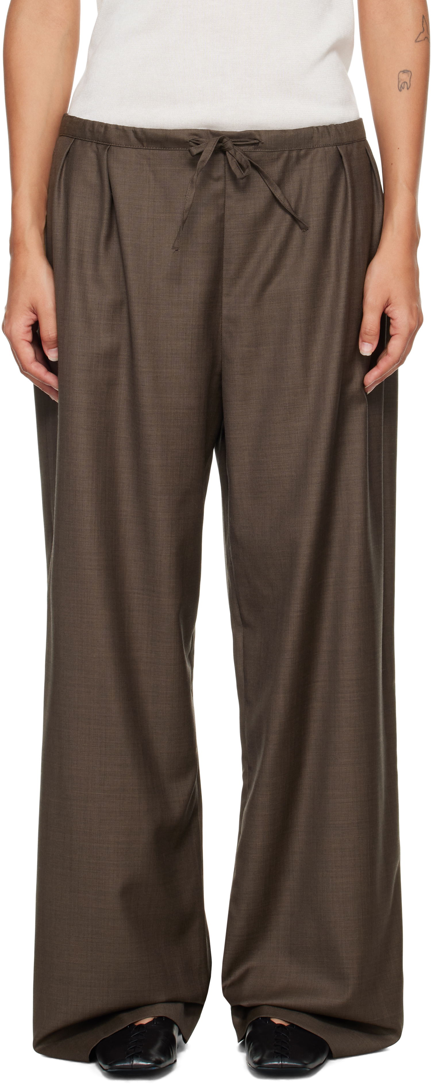 Nohavice Loulou de Saison Loulou de Saison Cove Elastic Waisted Trousers Hnedá | COVE LDS, 0