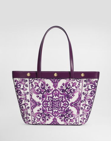Tote bag Dolce & Gabbana Dolce & Gabbana Atene Majolica-Print Canvas Shopping Tote Fialová | BB7828AN220I23TN, 3