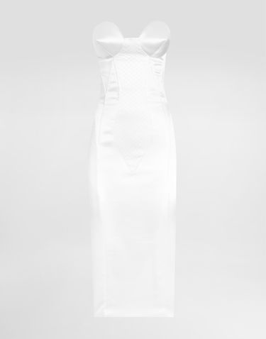 Šaty Dolce & Gabbana Dolce & Gabbana Strapless Satin Corset Dress Biela | F6TSETFURADW0800, 0