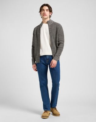 Sveter Lee Relaxed Fit Zip Cardigan XXL Šedá | 112370540, 1