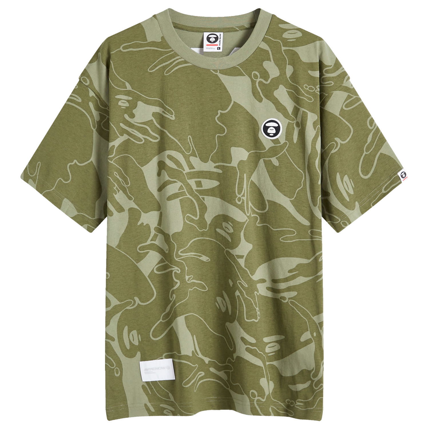 Tričko AAPE by A Bathing Ape AAPE Tonal Camo Crew Neck T-Shirt Zelené | AAPTEM1415XXMKHX, 0