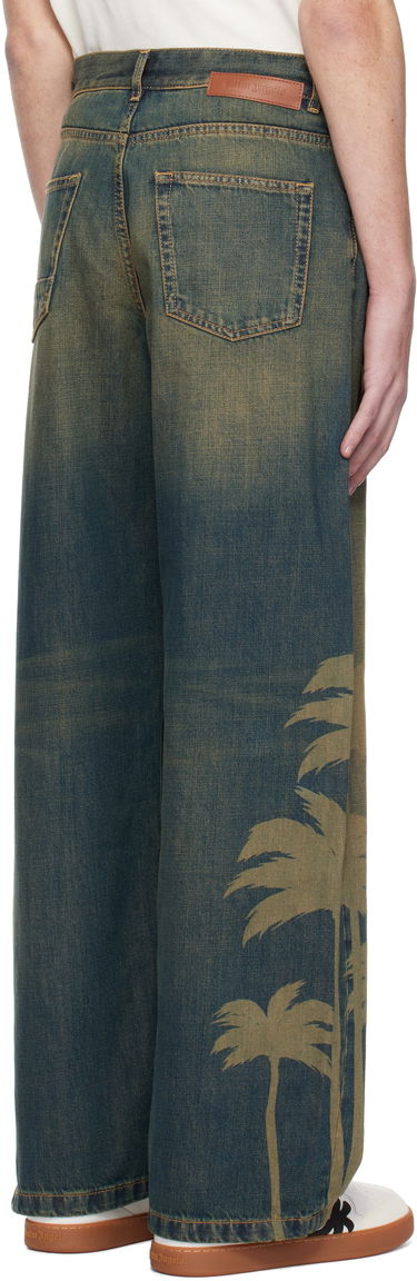 Džínsy Palm Angels Laser Palms Loose Jeans Modrá | PMYA049S25DEN0016009, 2
