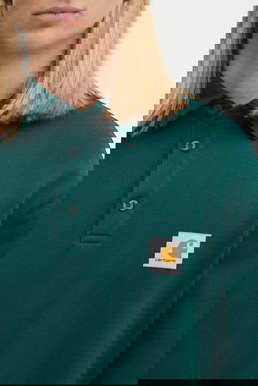 Mikina Carhartt WIP Long Sleeve Polo Sweatshirt with Logo Patch Zelené | I035532.05AXX, 3