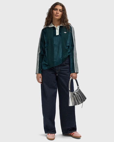 Dres adidas Originals Long Sleeve Polo Jersey with Textured Panels and Three-Stripes Zelené | KS7796, 2