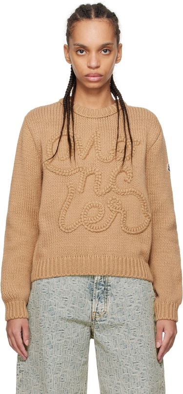 Sveter Moncler Moncler Embroidered Logo Cotton Sweater Hnedá | K10939C00004M5206, 0