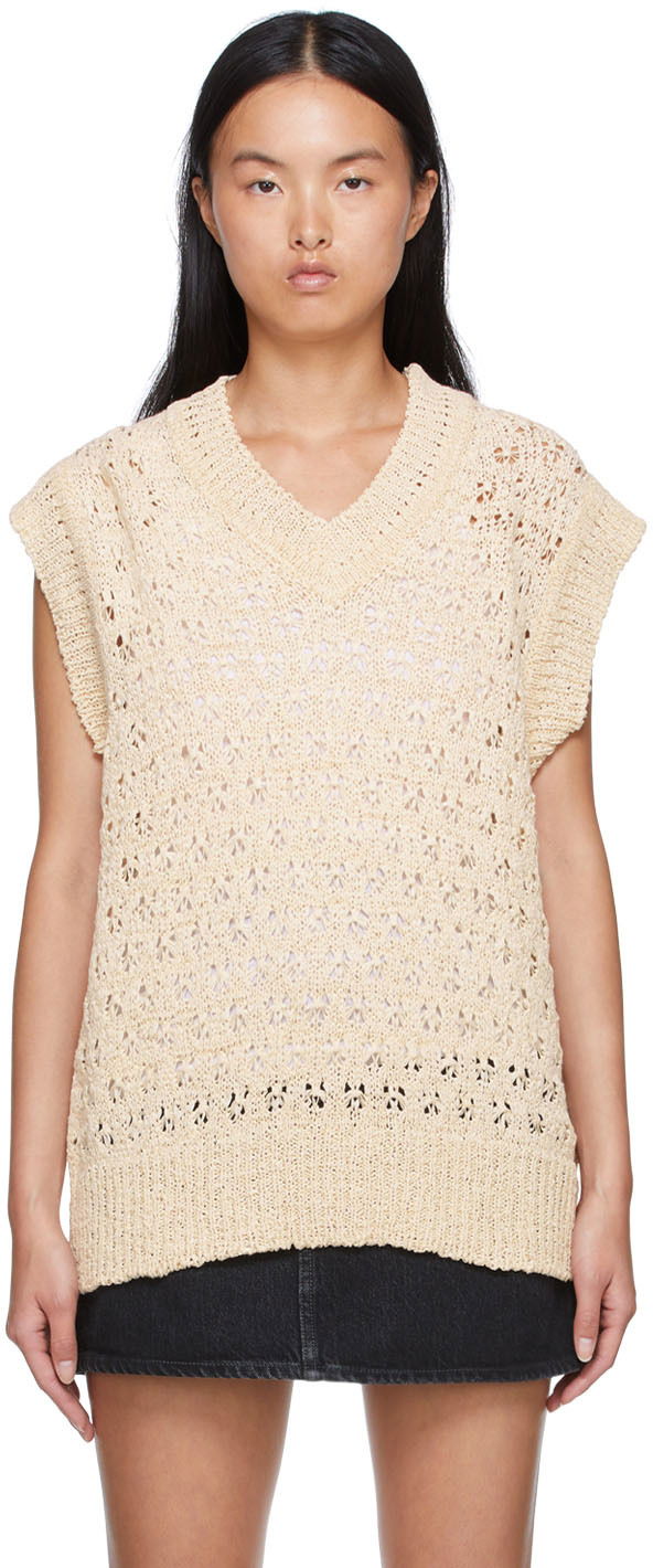 Sveter Andersson Bell Organic Cotton Crochet Knit Vest Béžová | atb671m, 0