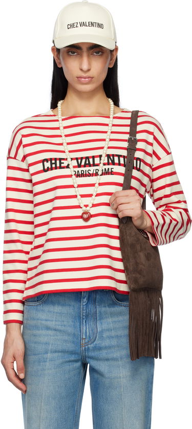 Sveter Valentino Valentino Striped Jersey Cotton T-Shirt Červená | 6B3MG24B961, 0