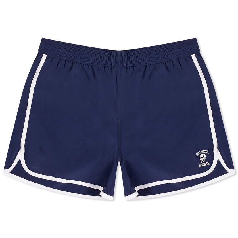 Plavky Alexander McQueen Varsity Skull Logo Swim Shorts Navy | 7593324419Q-4277